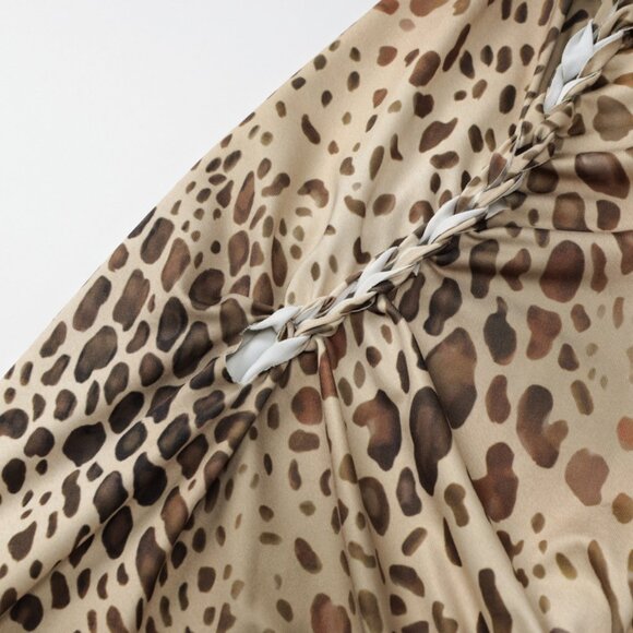 Sexy Leopard Print Halter Dress Asymmetrical Hem Backless Mini Dress - Picture 5 of 6